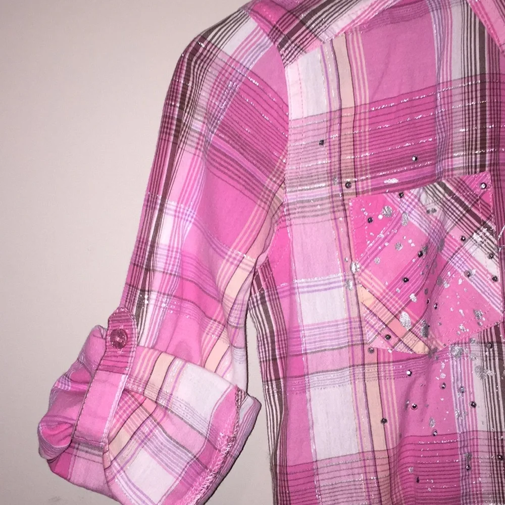 Justice Girl Plaid Shirt/Blouse Size 14